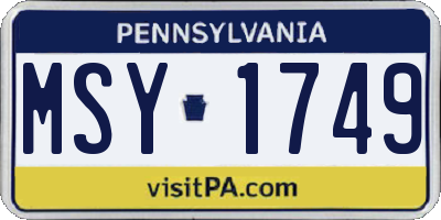 PA license plate MSY1749