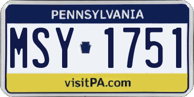 PA license plate MSY1751
