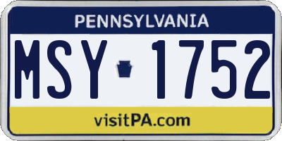 PA license plate MSY1752