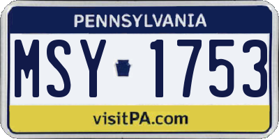 PA license plate MSY1753