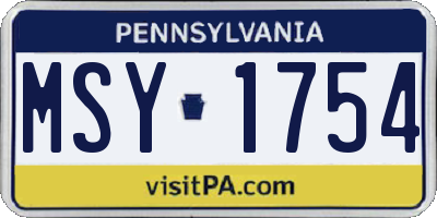 PA license plate MSY1754