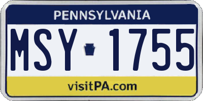 PA license plate MSY1755