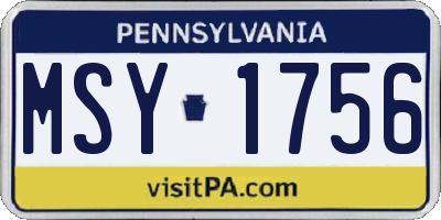 PA license plate MSY1756