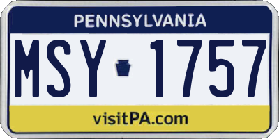 PA license plate MSY1757