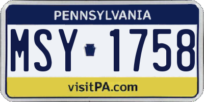 PA license plate MSY1758