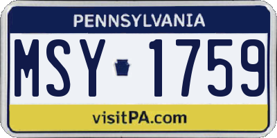 PA license plate MSY1759