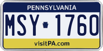 PA license plate MSY1760