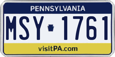 PA license plate MSY1761