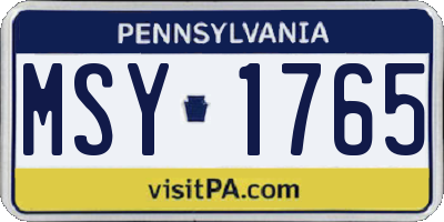 PA license plate MSY1765