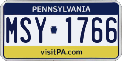 PA license plate MSY1766