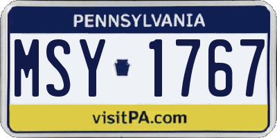 PA license plate MSY1767