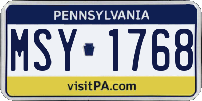 PA license plate MSY1768