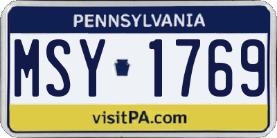 PA license plate MSY1769