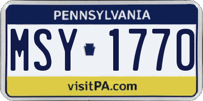 PA license plate MSY1770