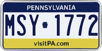 PA license plate MSY1772