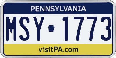PA license plate MSY1773