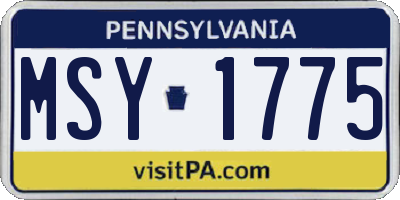 PA license plate MSY1775