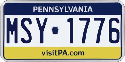PA license plate MSY1776