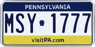 PA license plate MSY1777