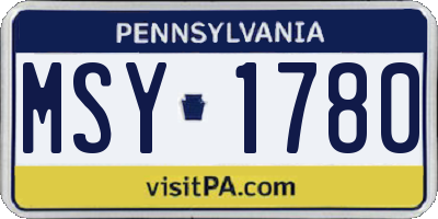 PA license plate MSY1780