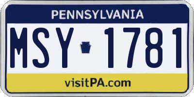 PA license plate MSY1781