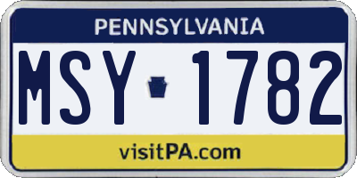 PA license plate MSY1782