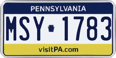 PA license plate MSY1783