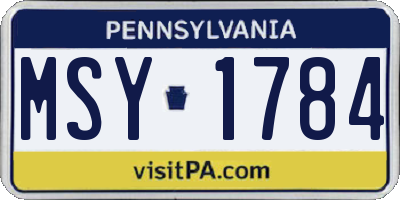 PA license plate MSY1784