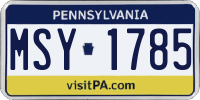 PA license plate MSY1785