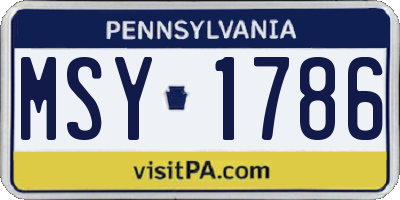 PA license plate MSY1786