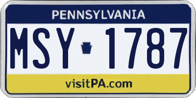 PA license plate MSY1787