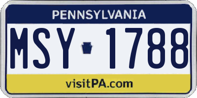 PA license plate MSY1788