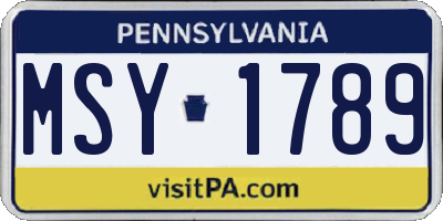 PA license plate MSY1789