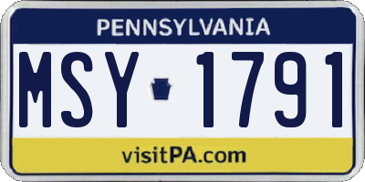 PA license plate MSY1791
