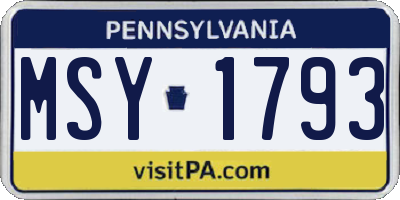 PA license plate MSY1793