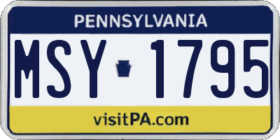 PA license plate MSY1795