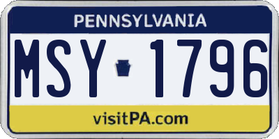 PA license plate MSY1796