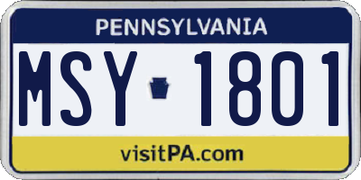 PA license plate MSY1801