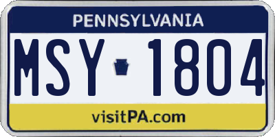 PA license plate MSY1804