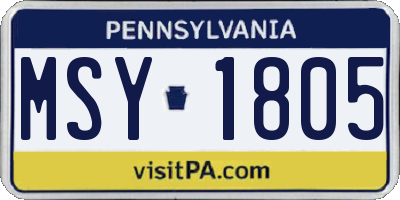 PA license plate MSY1805