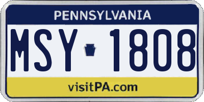 PA license plate MSY1808
