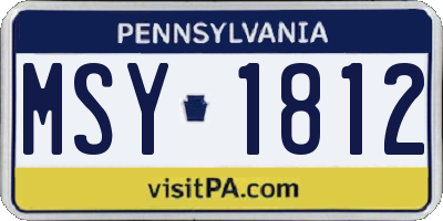 PA license plate MSY1812
