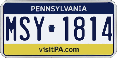PA license plate MSY1814