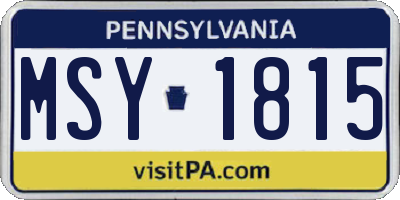 PA license plate MSY1815