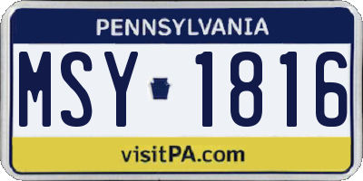 PA license plate MSY1816