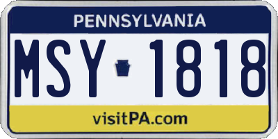 PA license plate MSY1818