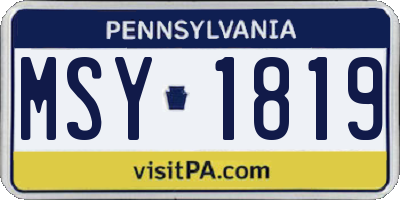 PA license plate MSY1819