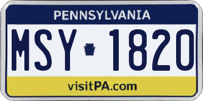 PA license plate MSY1820
