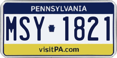 PA license plate MSY1821