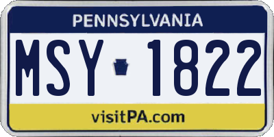 PA license plate MSY1822
